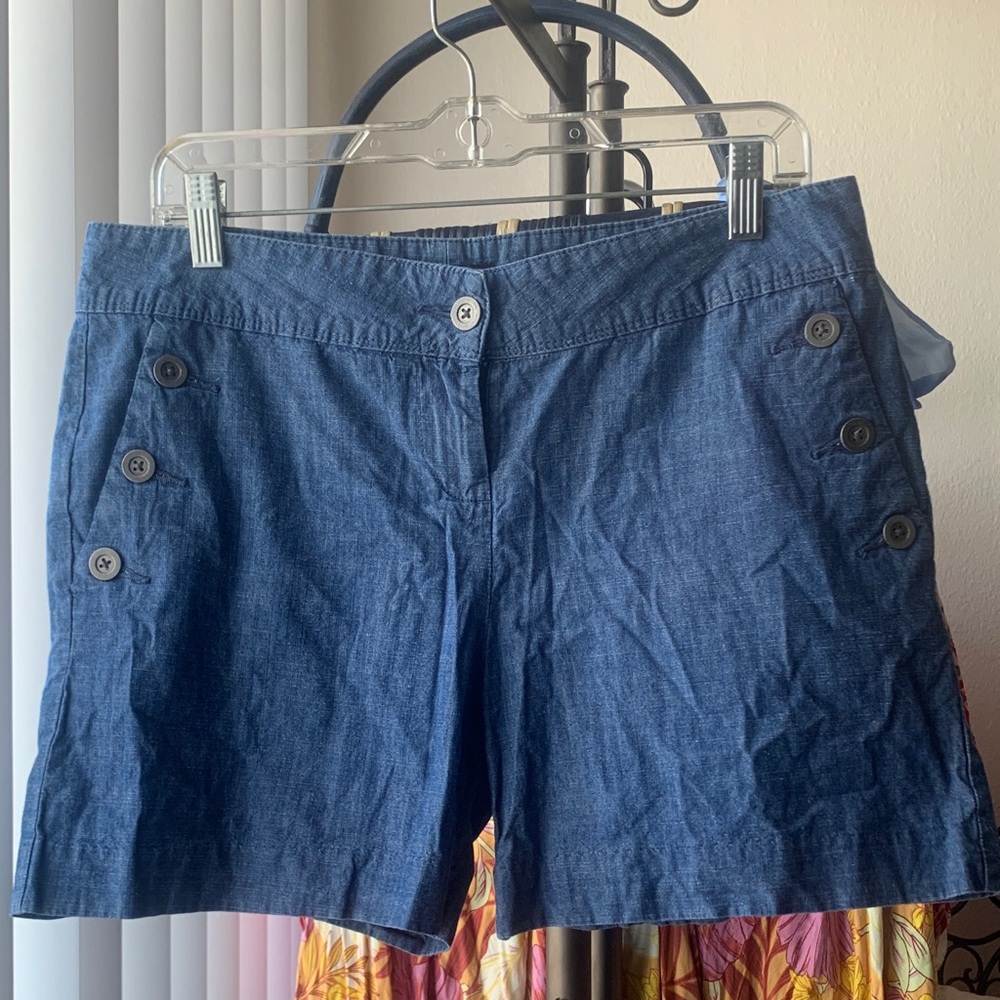 The Limited Navy Blue Button-Accent Bermuda Shorts